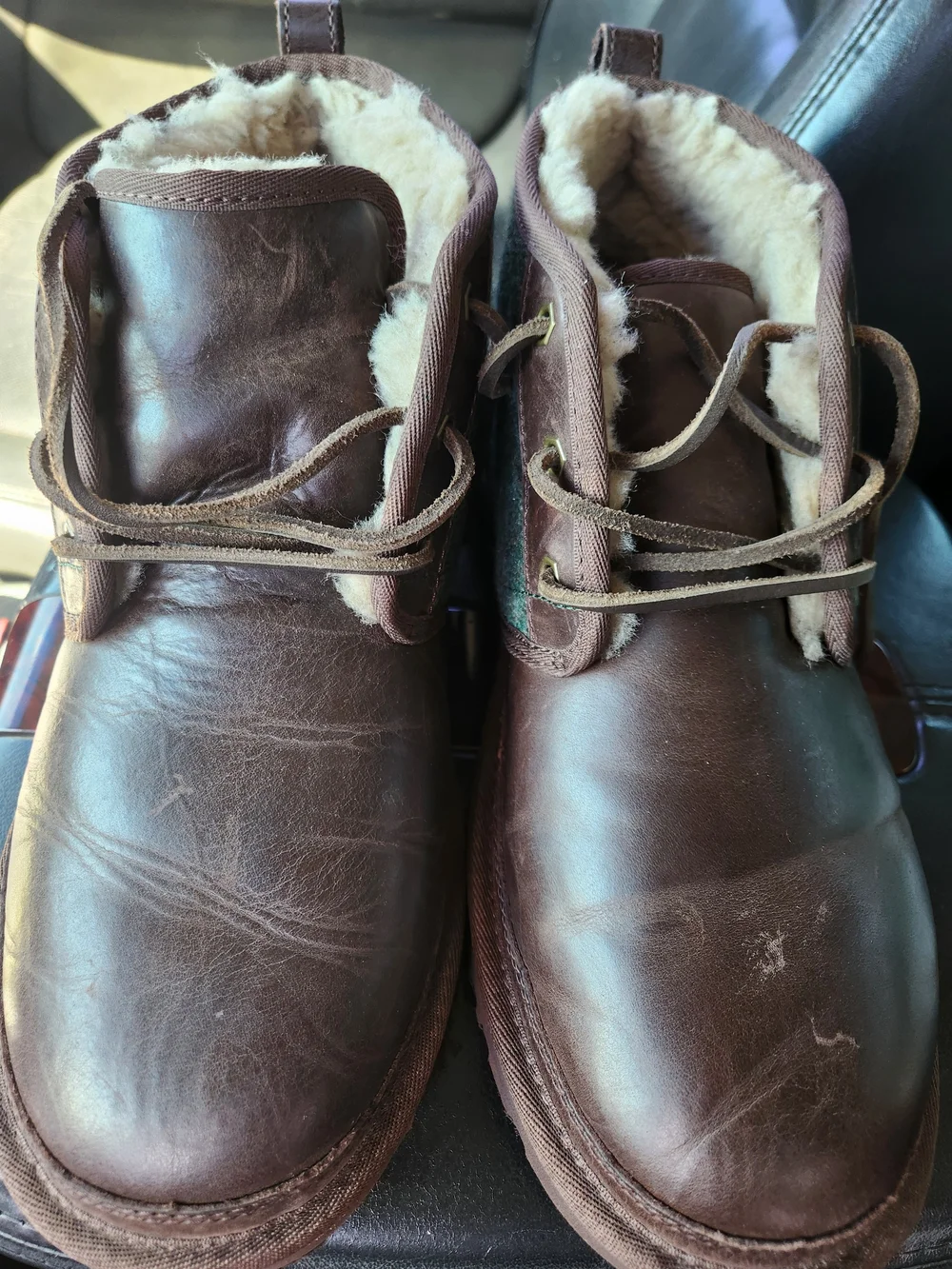 UGG Boots Mens 11 Brown Brompton Tweed Grizzly Leather Chukka Ankle Lace Up